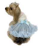Pawpatu White and Blue Sequin Ruffle  Dress for Pets