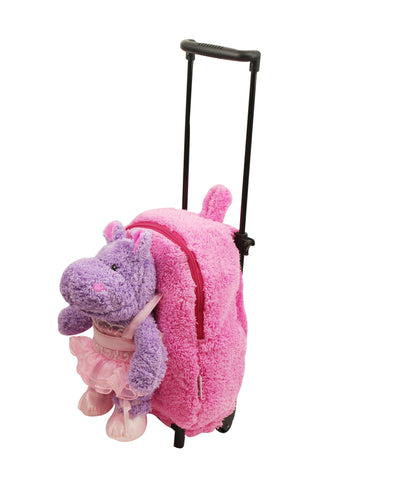 Popatu Girls' Teddy Bear Trolley Rolling Backpack, Pink : : Fashion