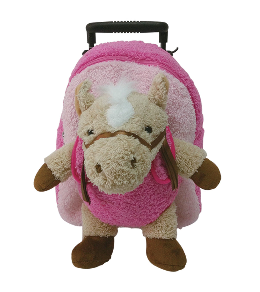 Popatu Stuffed Animal Horse Pink Rolling Backpack - Popatu