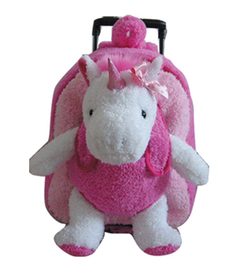 Popatu Girls HotPink Stuffed Animal Unicorn Rolling Backpack - Popatu