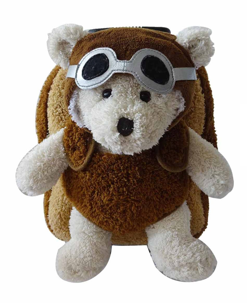 Aviator Bear Rolling Backpack with Removable Plush - Popatu
