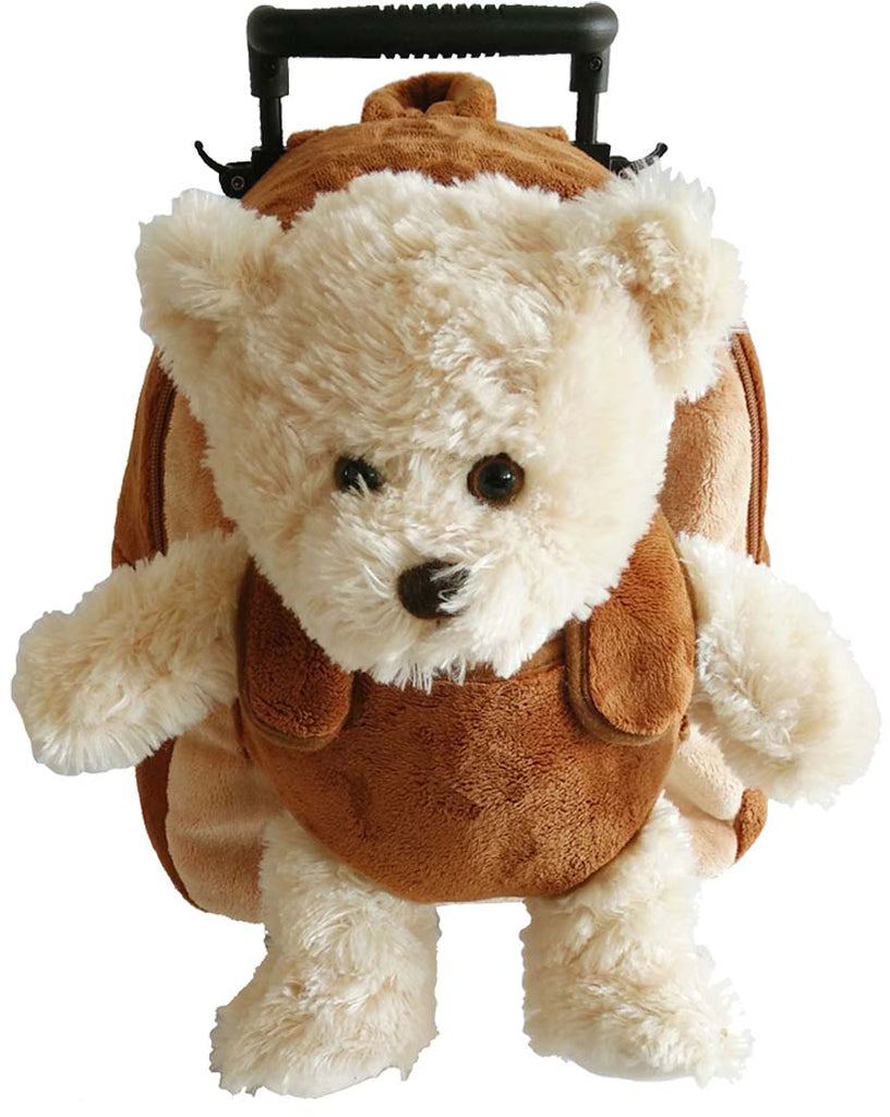 Popatu Brown Teddy Bear Rolling Backpack - Popatu pageant and easter petti dress