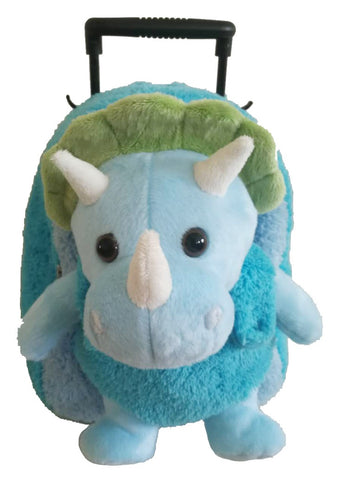 Popatu Blue Rolling Backpack with Dino Stuffed Animal - Popatu pageant and easter petti dress