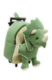 Popatu Kid's Green Triceratops Rolling Backpack with Removable Plush