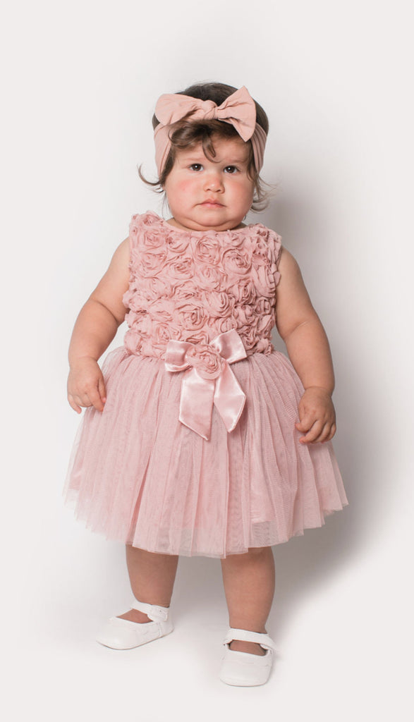 Popatu Baby Girls Dusty Pink Rossette Dress - Popatu
