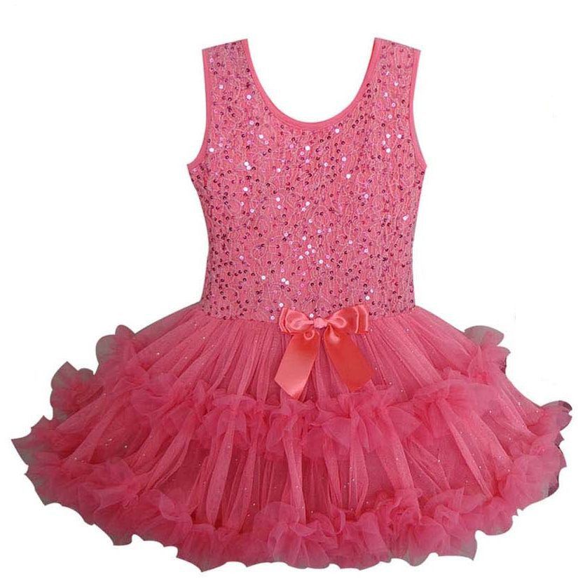 sequin bodice tulle dress popatu Popatu Baby Girl's & Little Girl's Peach Tulle Dress with Sequins Embellished Bodice