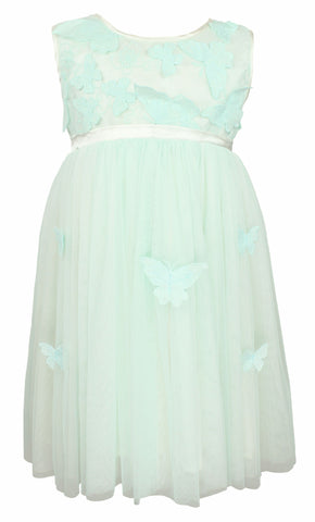 Popatu Little Girl Blue Butterfly Tulle Dress - Popatu pageant and easter petti dress