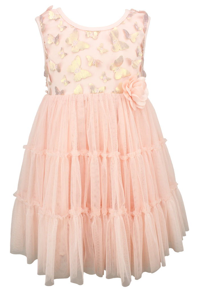 Butterfly Light Peach Baby Dress - Popatu pageant and easter petti dress