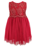 Burgundy Lace Tulle Dress - Popatu pageant and easter petti dress