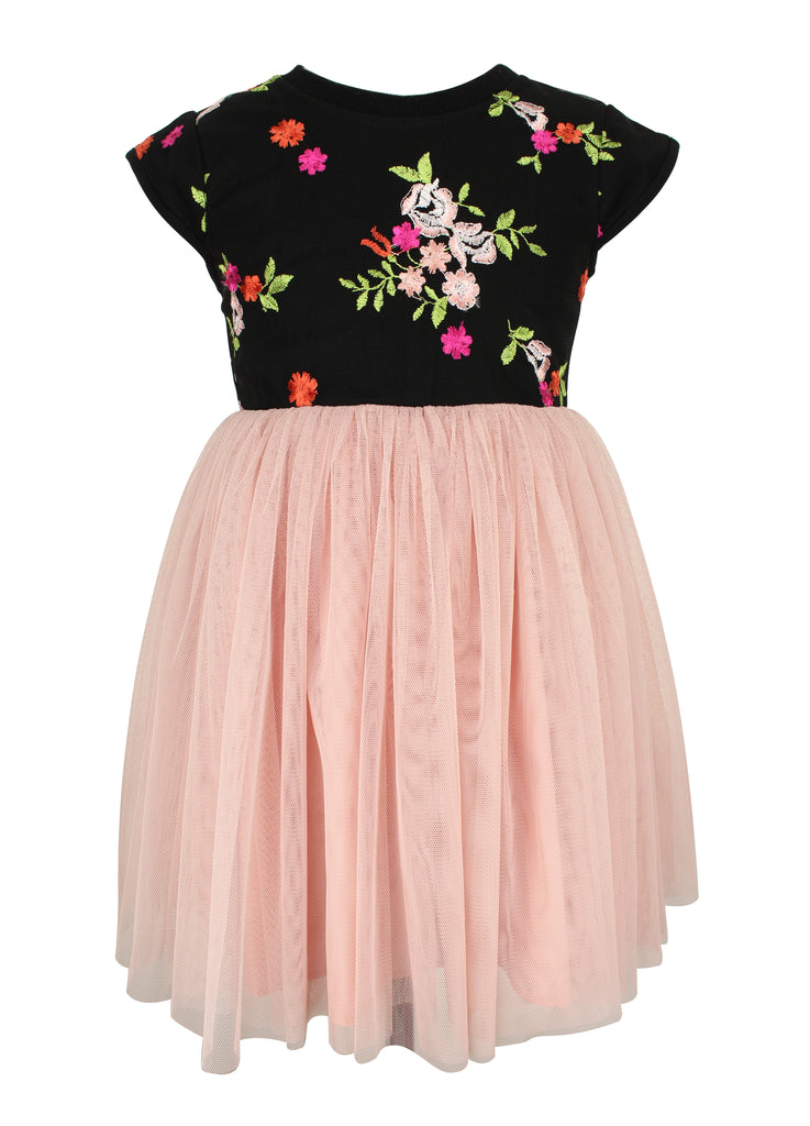 Popatu EMB Flower Dress With Tulle Skirt