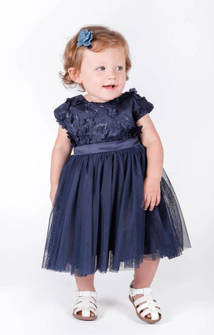 Popatu Baby Girls Navy Tulle Dress, 24M / Blue Popatu Baby Girls Navy Tulle Dress, 24M / Blue