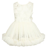 Popatu White Flower Applique Petti Dress - Popatu pageant and easter petti dress