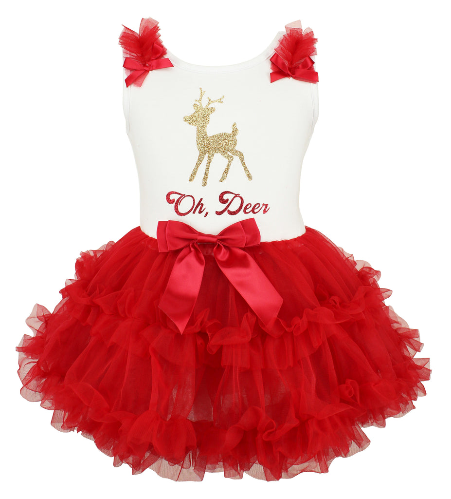 Popatu Baby Girls Oh Reindeer Ruffle Dress
