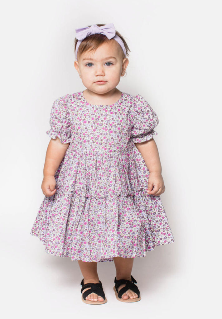 Popatu Baby Girls Purple Mini Flower Twirl Dress