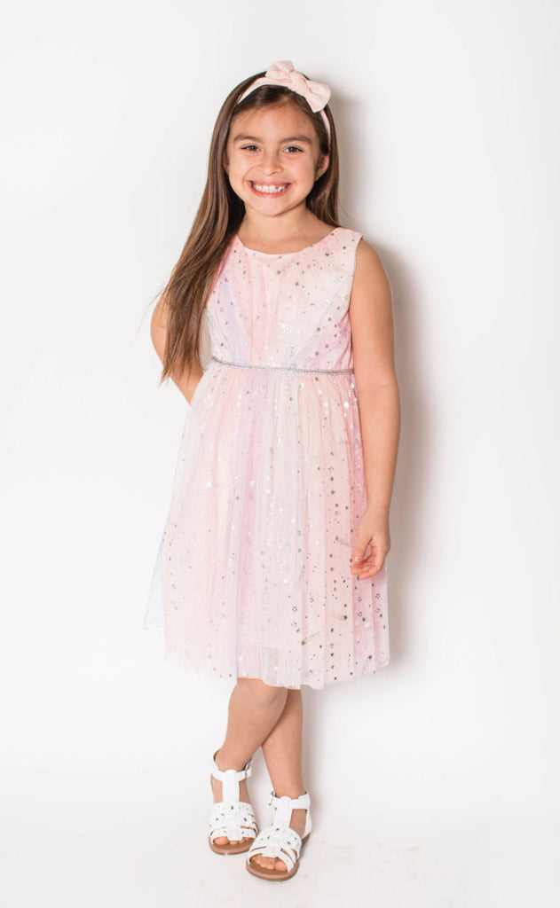 Popatu Baby Girl's Rainbow Stars Tulle Dress