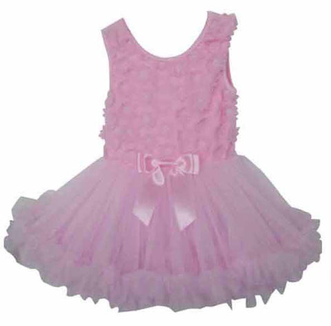 Popatu Baby Girl's Pink 3D Flower Ruffle Petti Dress