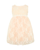 Popatu Baby Girls Peach Lace Dress
