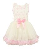 Little Girl's White and Pink Butterflies Tutu Dress