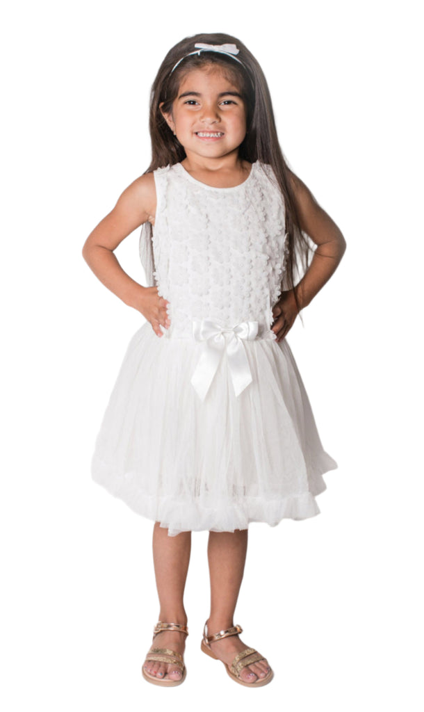 Little Girl's White Flower Girl Petti Tutu Dress