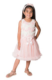 Little Girls Peach/Cream Rosette Tutu Dress