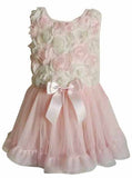 Little Girls Peach/Cream Rosette Tutu Dress