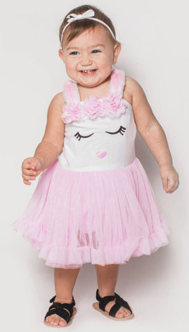 Popatu Baby Girls Pink Bunny Face Tutu Dress