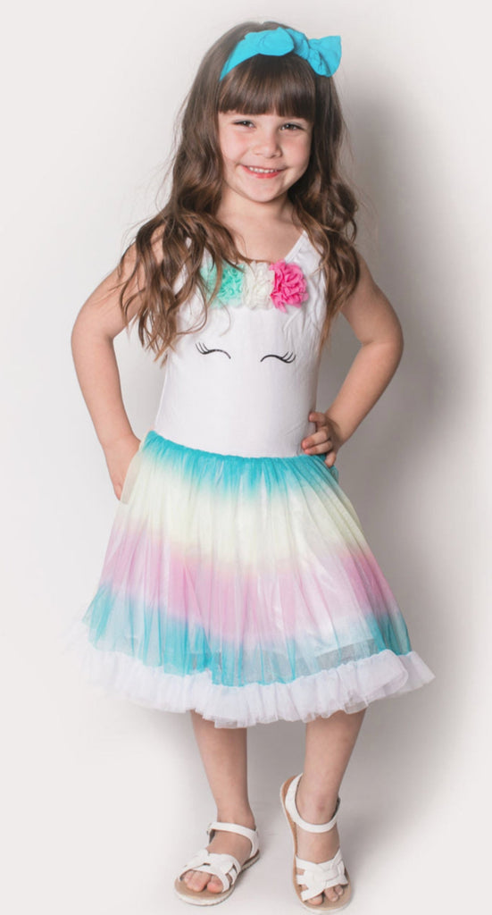 Popatu Baby Girls & Little  Girls Rainbow Unicorn Tutu Dress