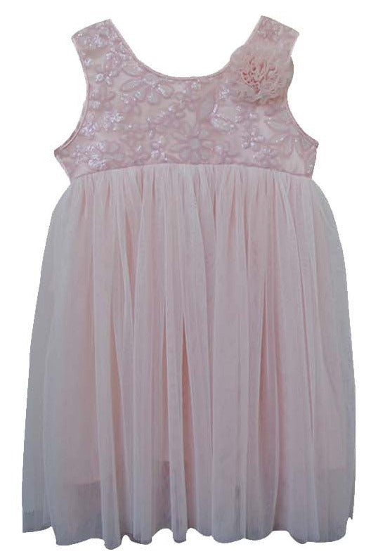 Popatu Little Girls Peach Sequins Dress