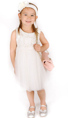 Popatu Little Girls White Lace Dress Popatu Little Girls White Lace Dress
