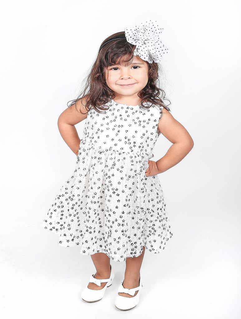 Popatu Little Girls White Mini Flower Dress - Popatu pageant and easter petti dress