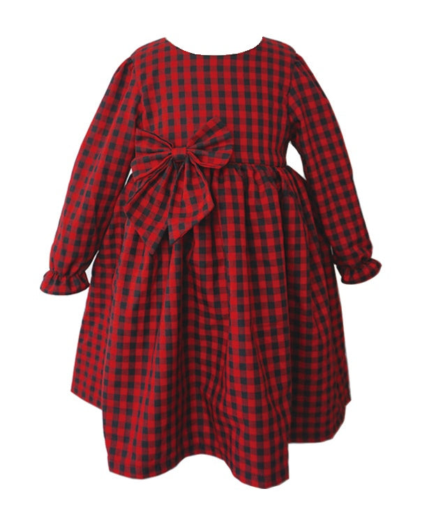 Popatu Little Girl's Red Long Sleeve Dress - Popatu pageant and easter petti dress
