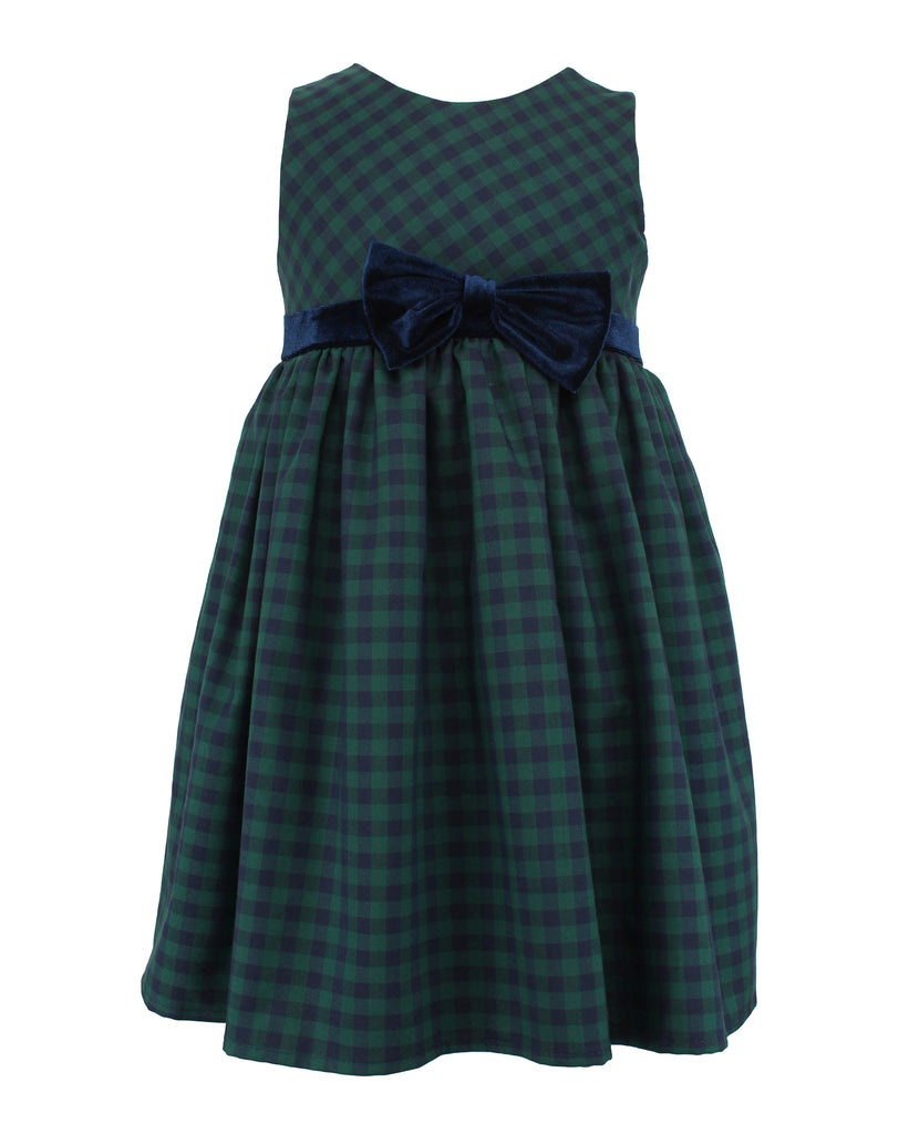 Little Girl's Green/Navy Checkered Dress