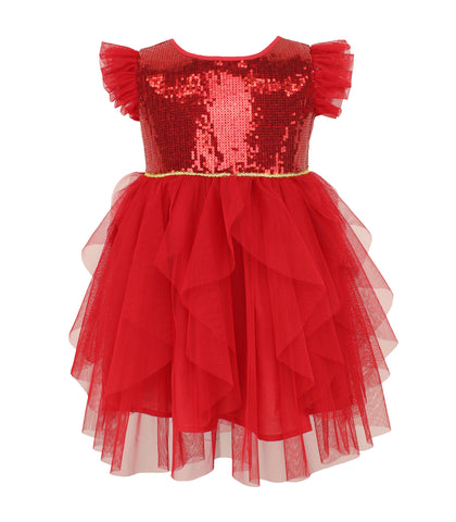 Popatu Little Girl's Red Christmas Sequin Dress