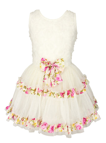Popatu Little Girls White Floral Petti Dress - Popatu
