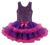 Popatu Little Girls Multi-Sequin Purple Ruffle Dress - Popatu pageant and easter petti dress