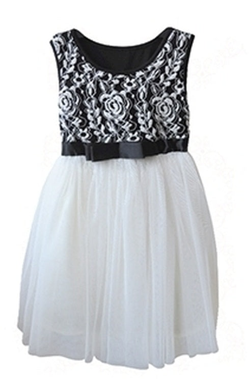Popatu Little Girls Black and White Tulle Dress