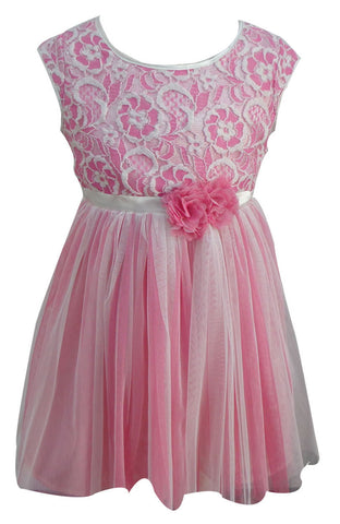 Popatu Little Girls Pink and White Tulle Dress