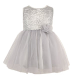 Popatu Baby Girls Silver Sequins Tulle Dress