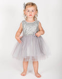 Popatu Baby Girls Silver Sequins Tulle Dress