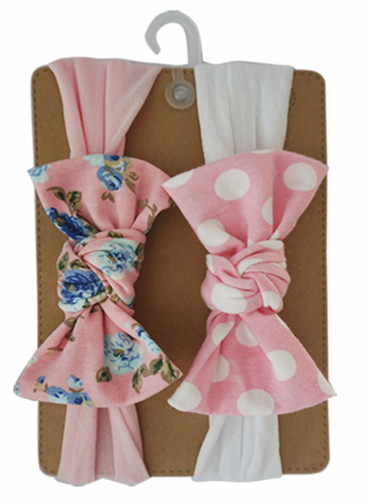 Baby Girl's Pink Bow Headband (Set of 2pcs)