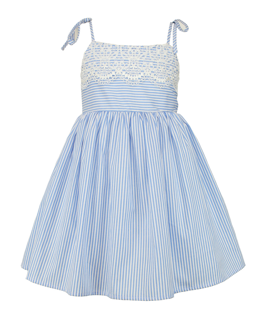 Little Girl's Blue Stripe Dress - Popatu