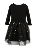 Popatu Baby Girl's Black Dress with Leopard Faux Fur Vest 2-PC Set