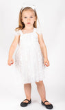 Popatu Baby Girls & Little Girls White Flutter Sleeve Lace Dress
