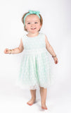 Popatu Little Girls Mint Green Floral Lace Tulle Dress (Sizes 6, 7, & 8 only)