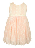 Popatu Baby Girls Peach Floral Lace Dress