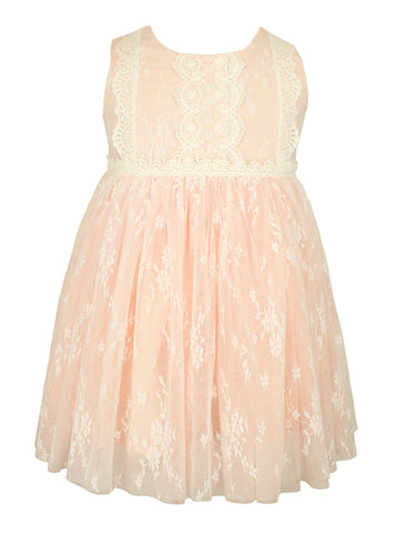 Popatu Baby Girls Peach Floral Lace Dress, 18M Popatu Baby Girls Peach Floral Lace Dress, 18M