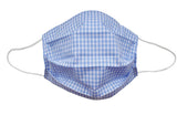 Blue Checkered Fabric Face Mask (Adult/Child Sizes) - Popatu pageant and easter petti dress