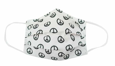 White/Black Peace Fabric Face Mask (Adult/Child) - Popatu pageant and easter petti dress