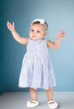 Popatu Baby Girls Light Blue Floral Lace Overlay Dress