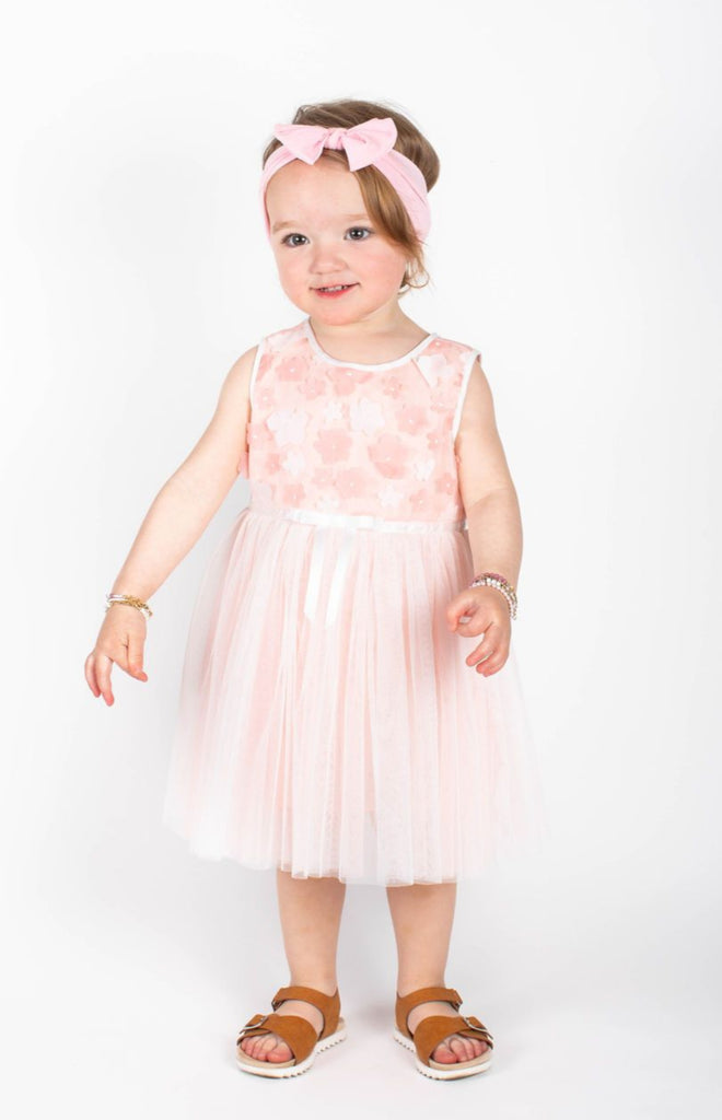 Popatu Baby Girls Peach Mini Flower Tulle Dress (24M ONLY)